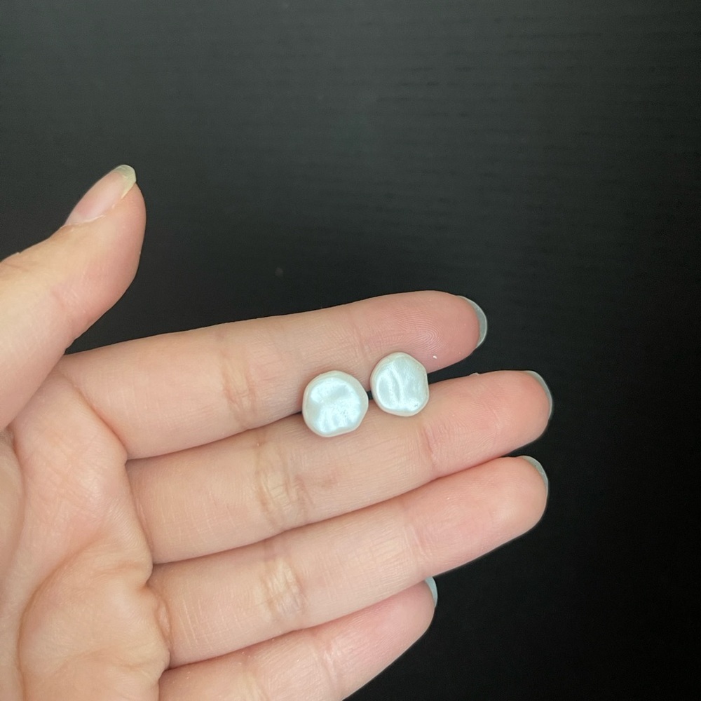 Sterling silver faux mother of pearl stud earrings